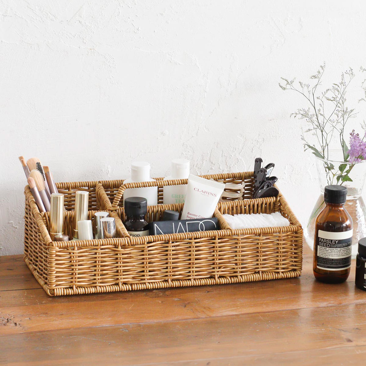 洗えるカゴ ハンドル付収納ボックス