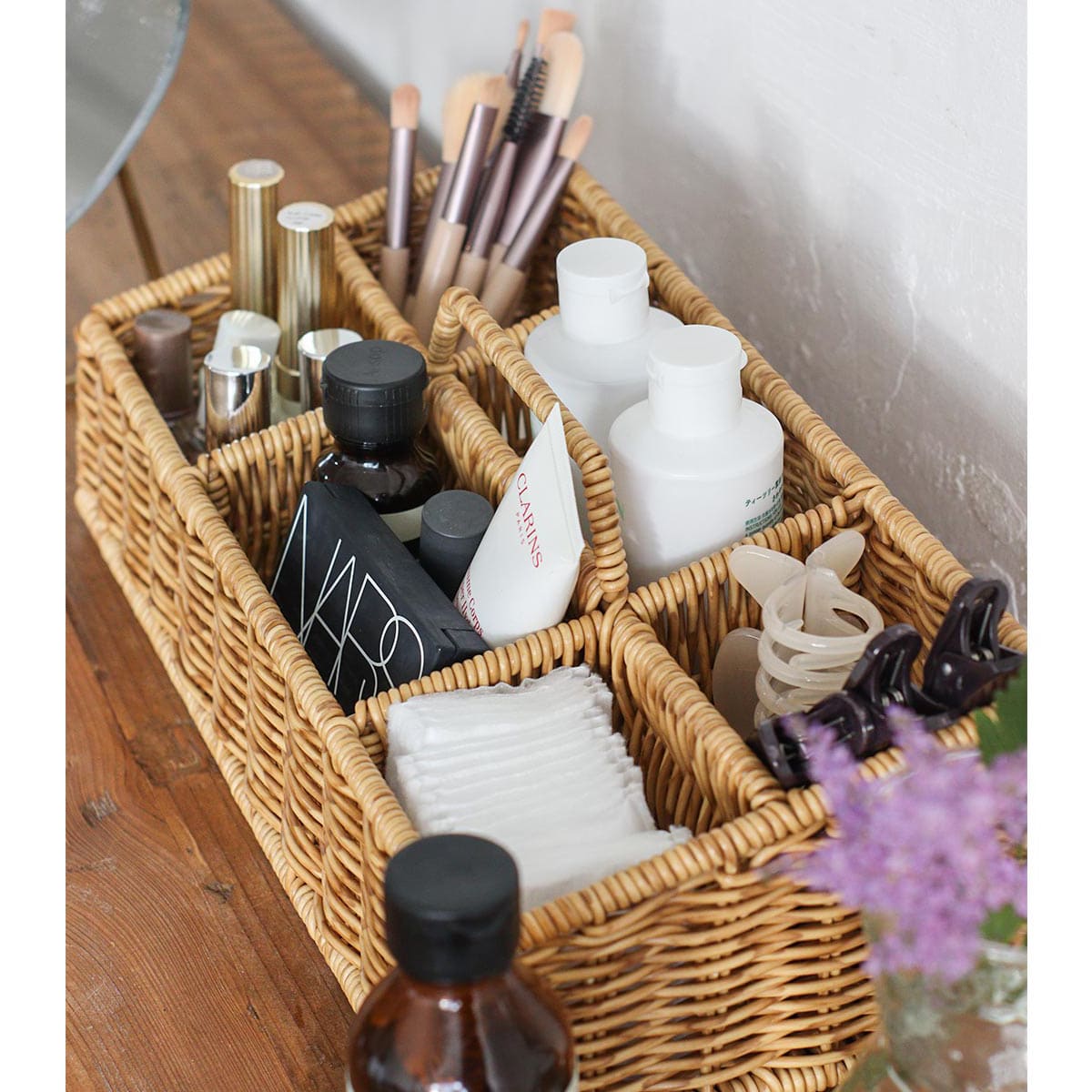 洗えるカゴ ハンドル付収納ボックス