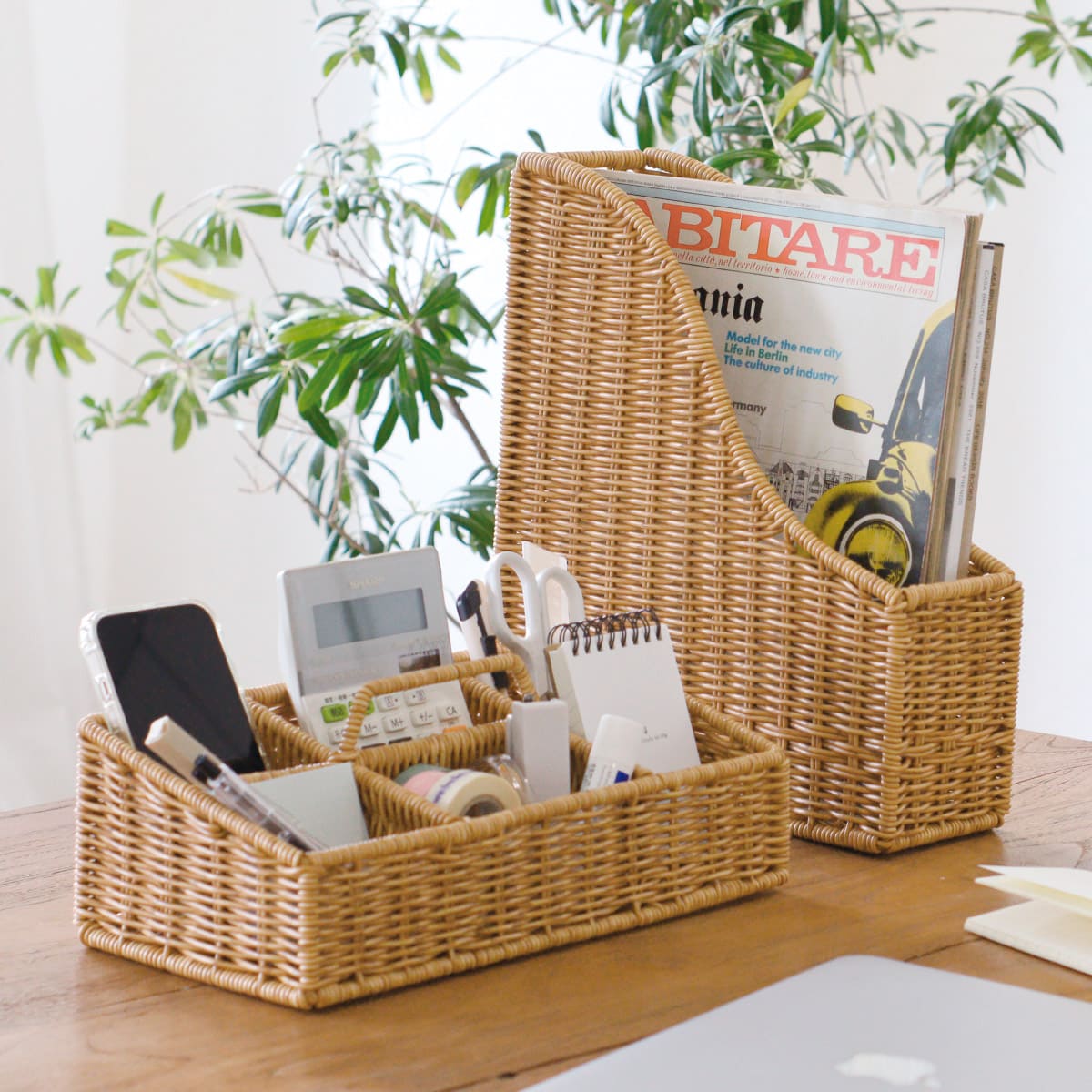 洗えるカゴ ハンドル付収納ボックス