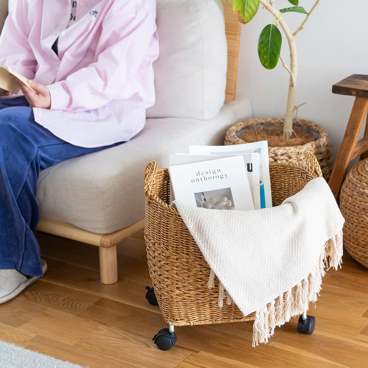 洗えるカゴ キャスター付きバスケット