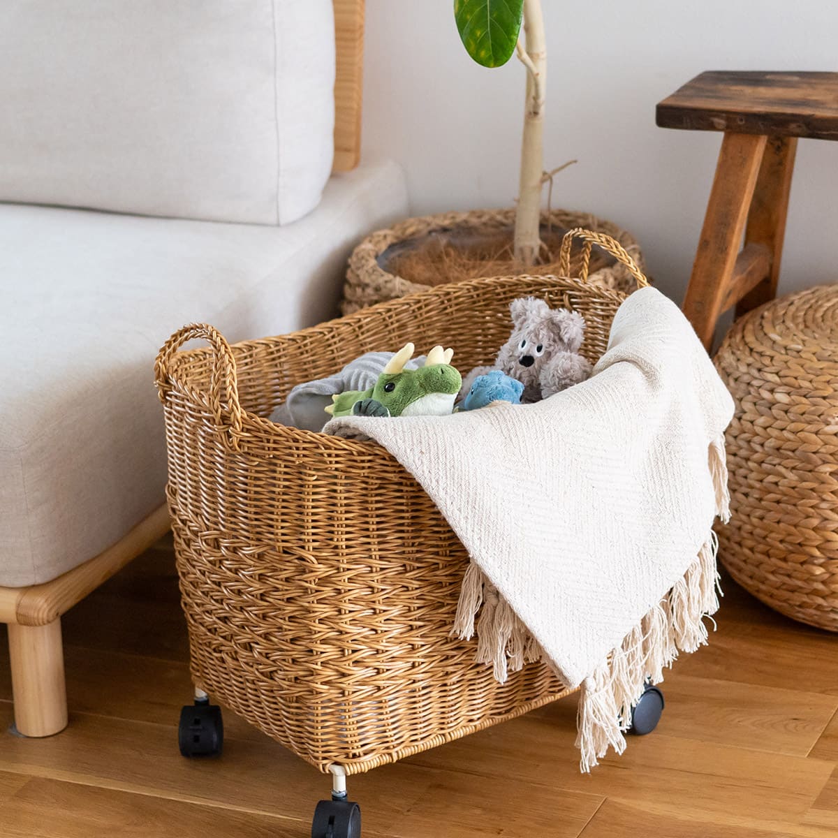 洗えるカゴ キャスター付きバスケット