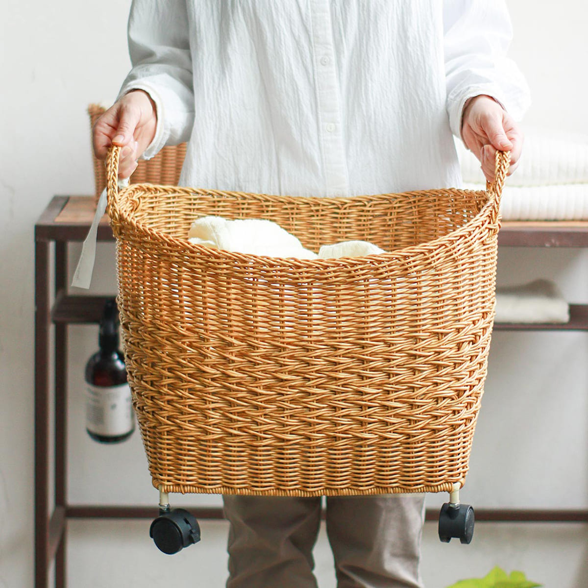 洗えるカゴ キャスター付きバスケット