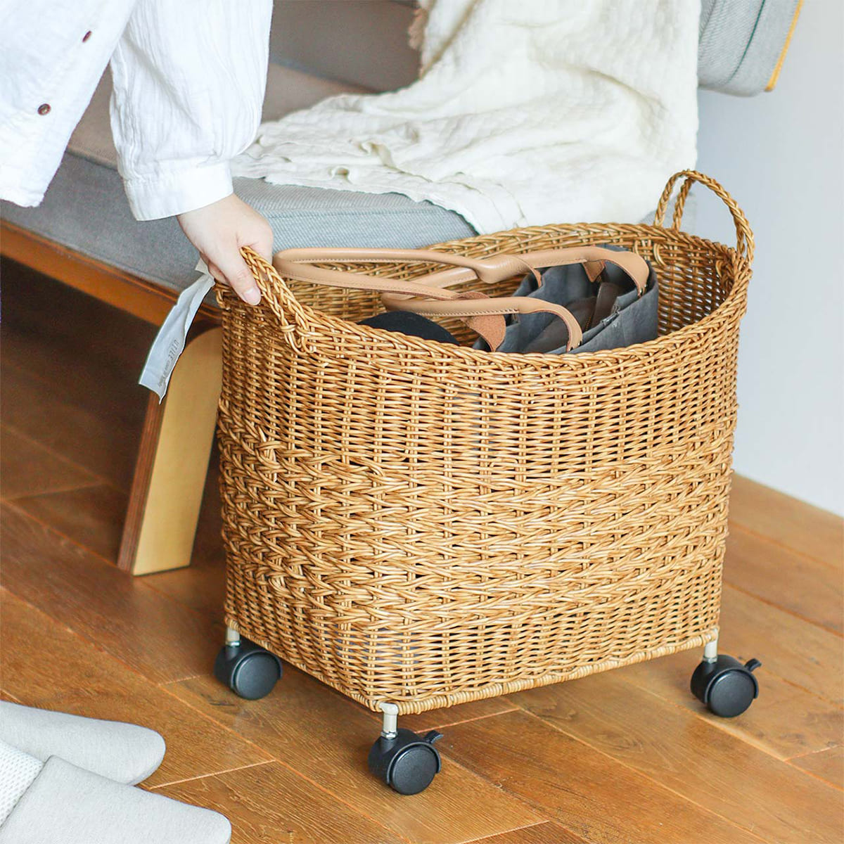 洗えるカゴ キャスター付きバスケット