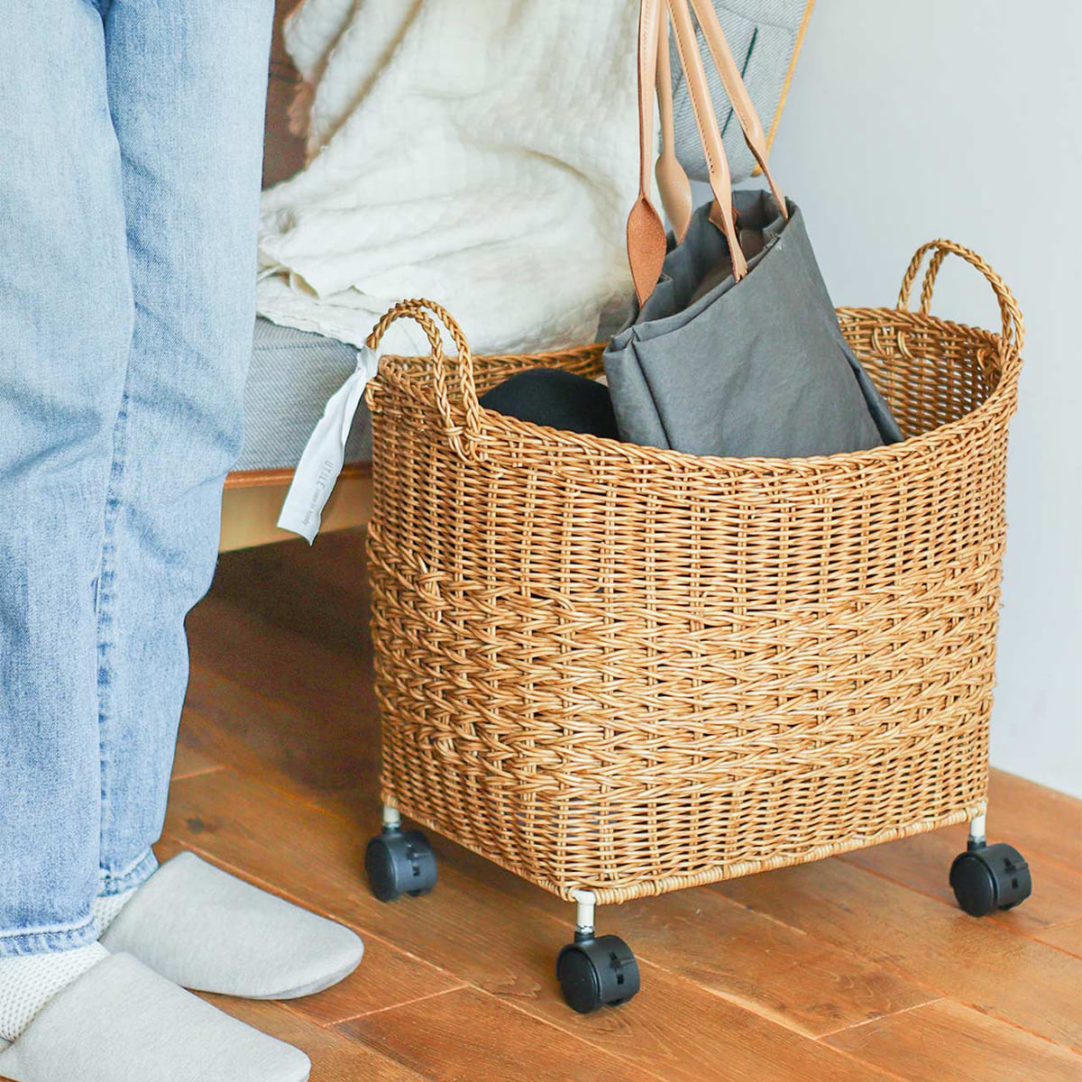 洗えるカゴ キャスター付きバスケット