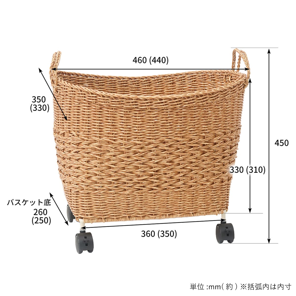 洗えるカゴ キャスター付きバスケット