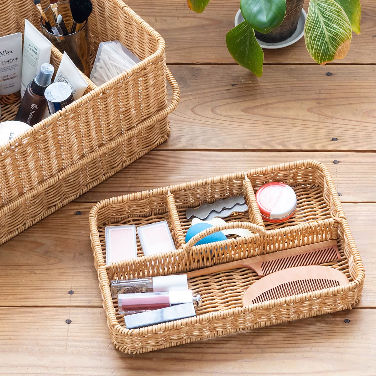 洗えるカゴ コスメボックス L