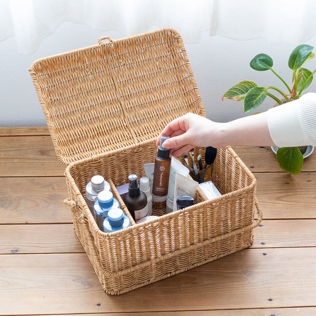 洗えるカゴ コスメボックス L