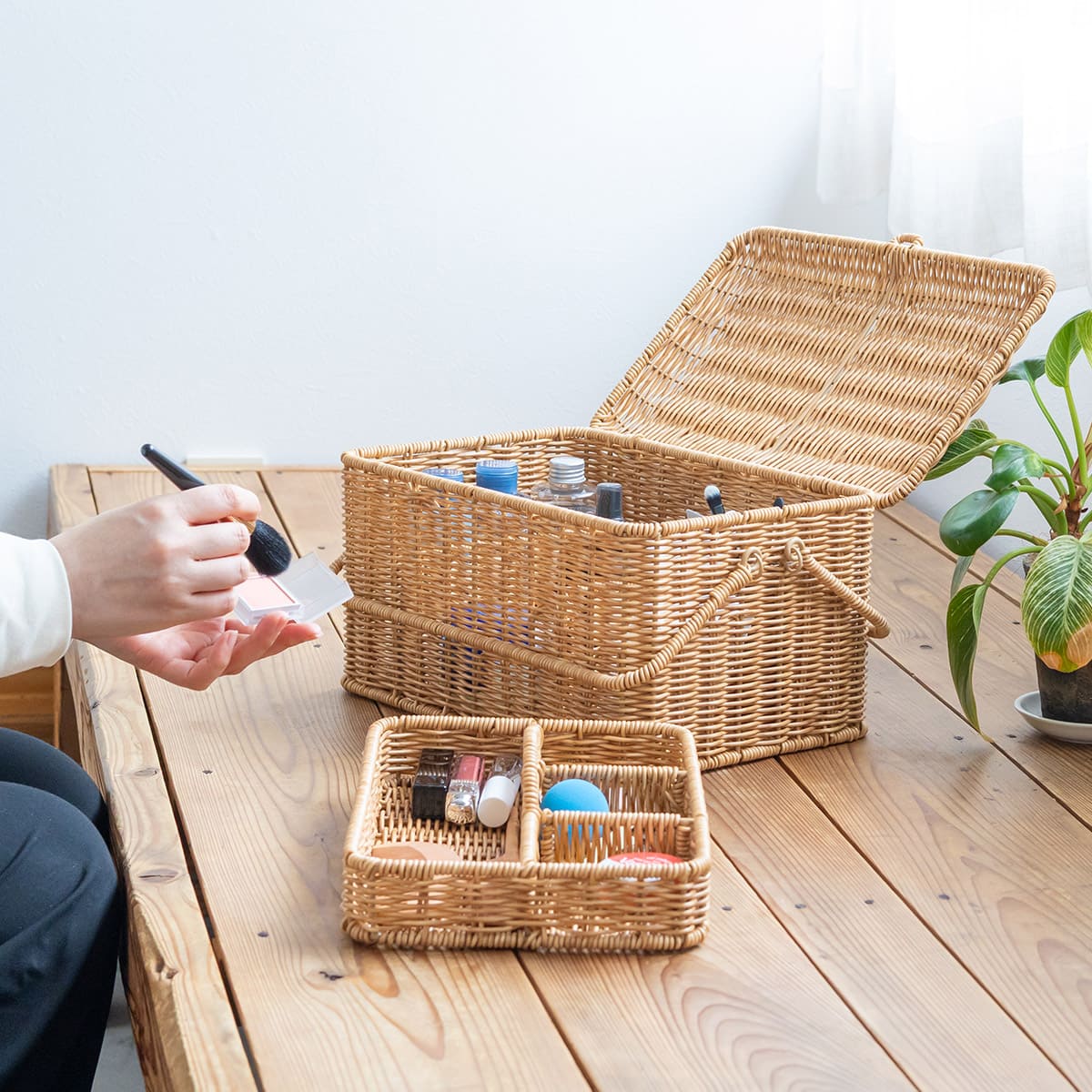 洗えるカゴ コスメボックス L