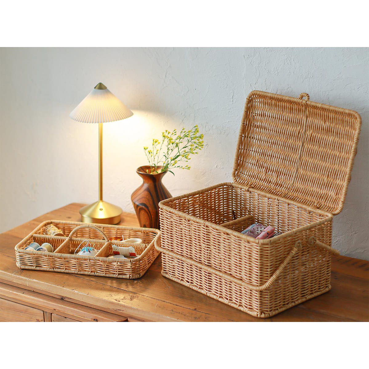 洗えるカゴ コスメボックス L