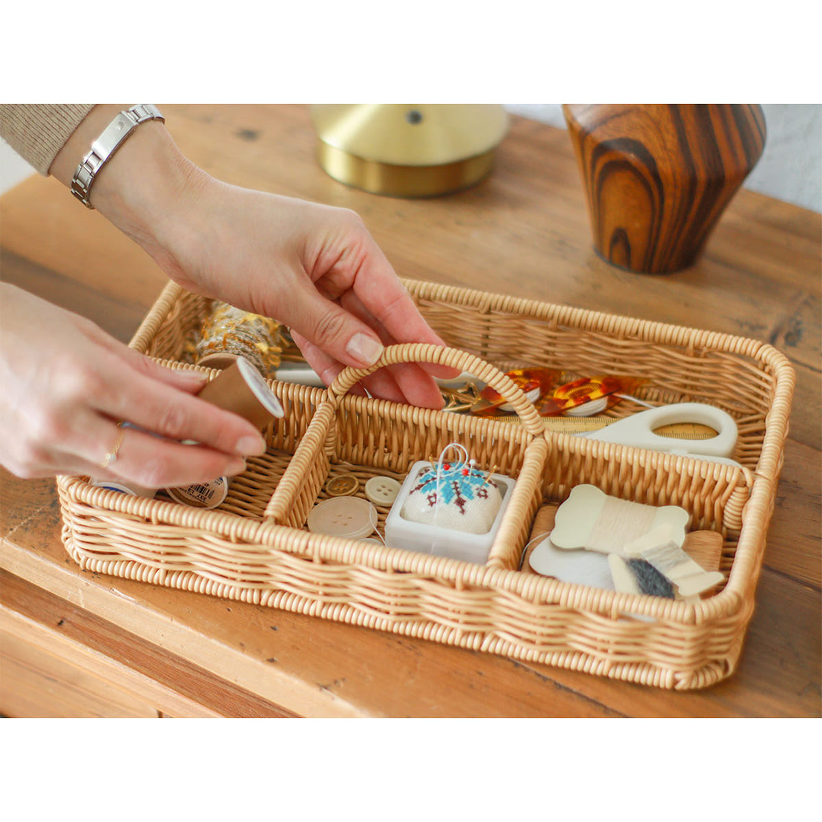 洗えるカゴ コスメボックス L