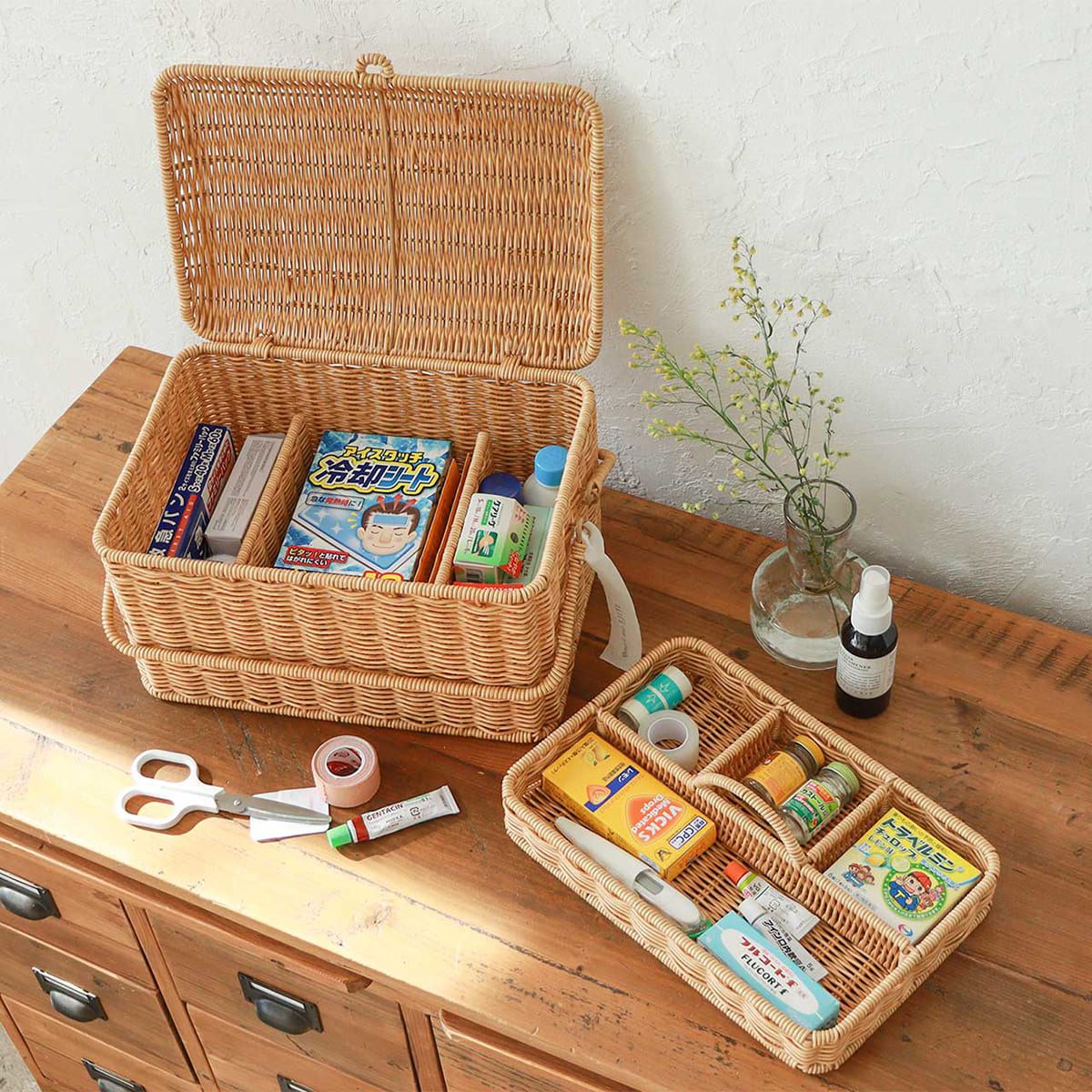 洗えるカゴ コスメボックス L