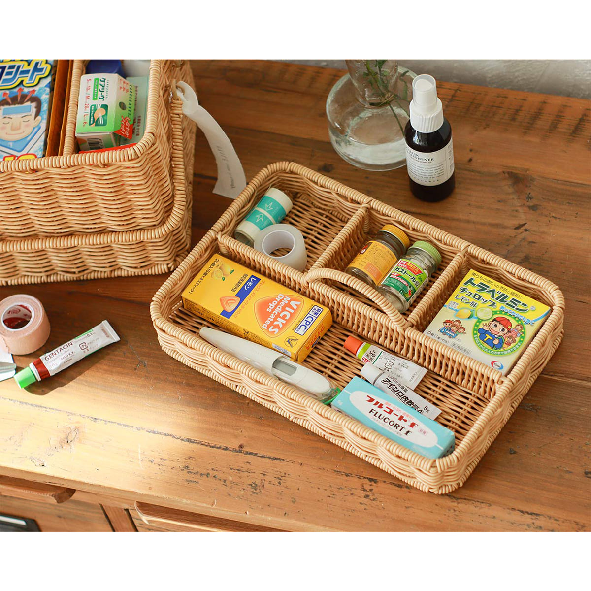 洗えるカゴ コスメボックス L