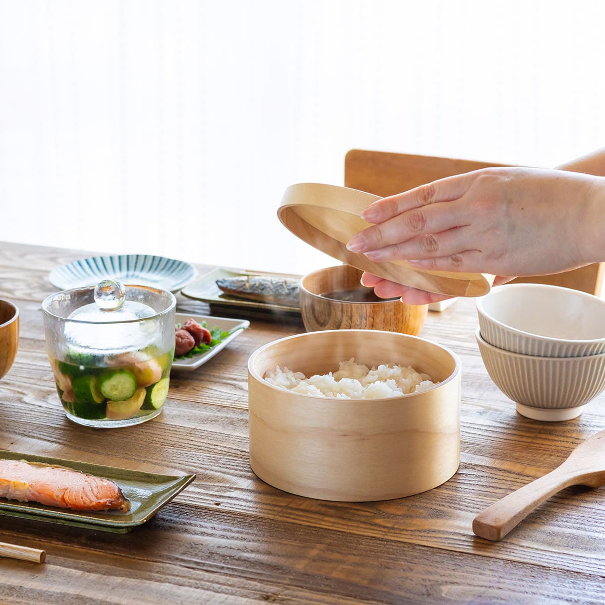 樺サクラのレンジ・食洗器対応 紀州産おひつ 1.5合