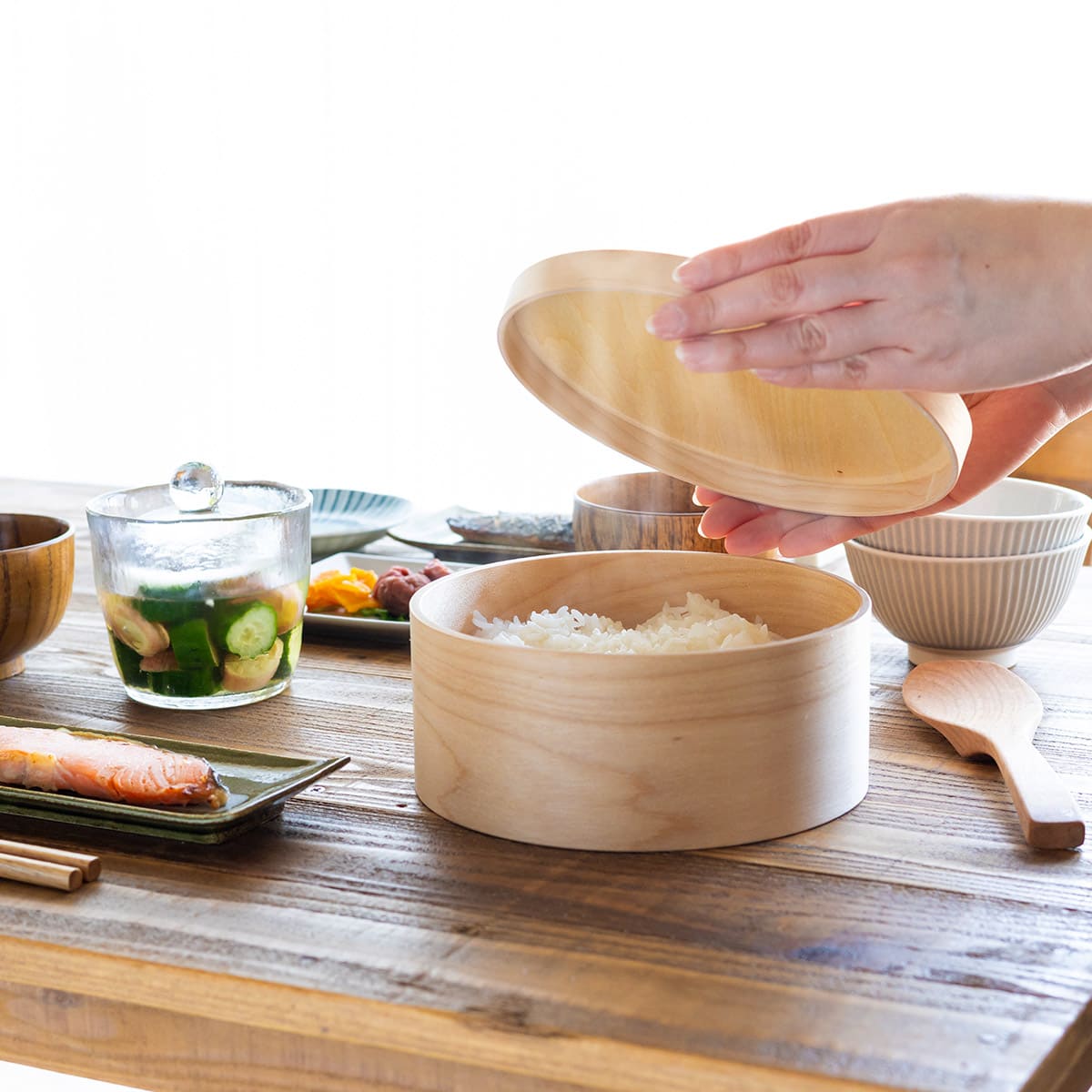 樺サクラのレンジ・食洗器対応 紀州産おひつ 3合