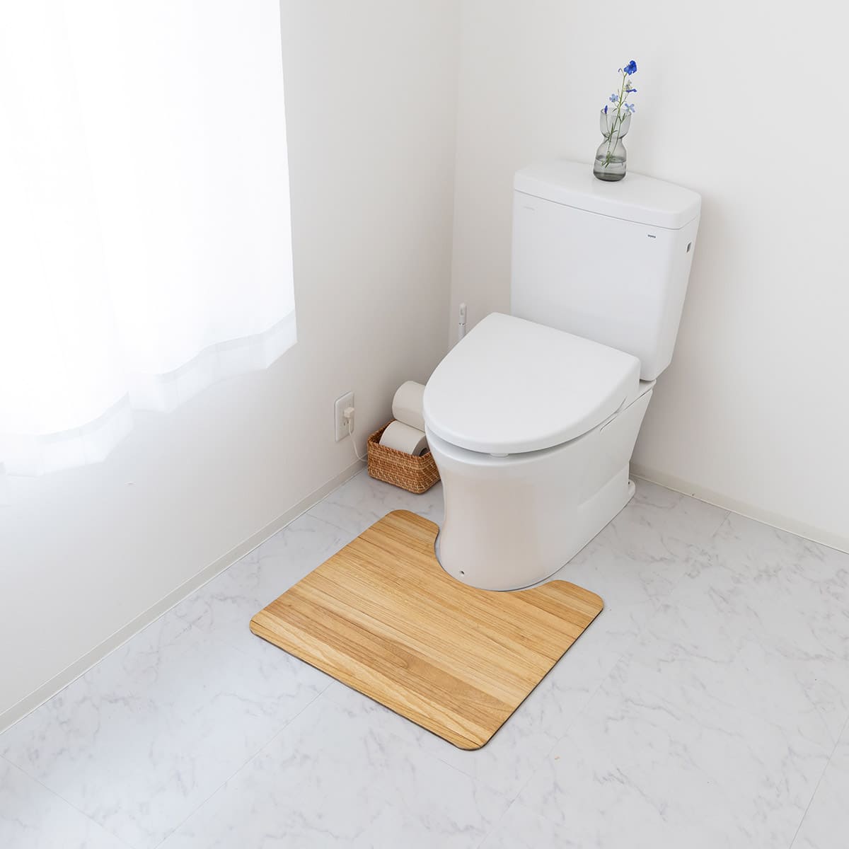 桐製 丸めて収納できる撥水トイレマット 60×55cm