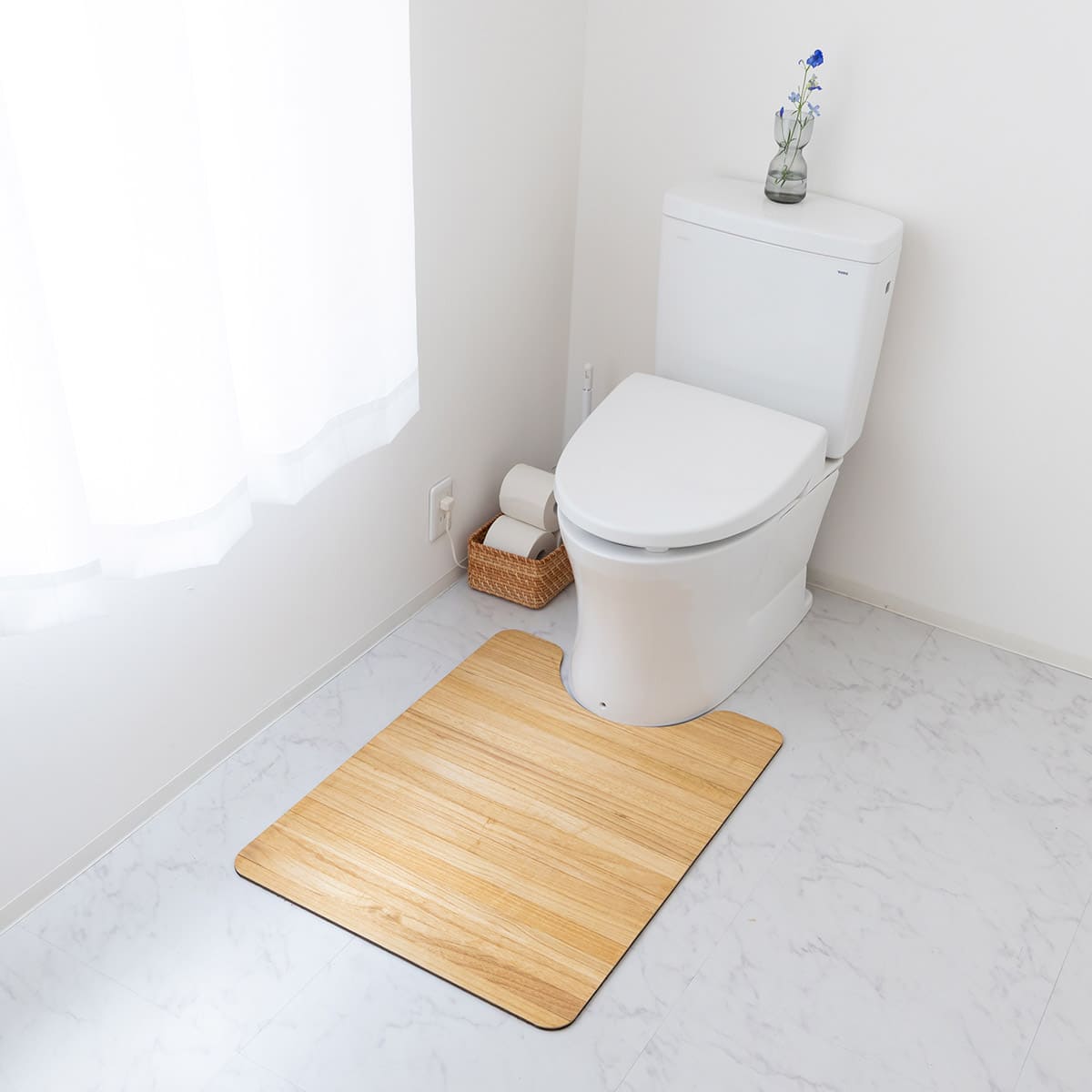 桐製 丸めて収納できる撥水トイレマット 60×80cm