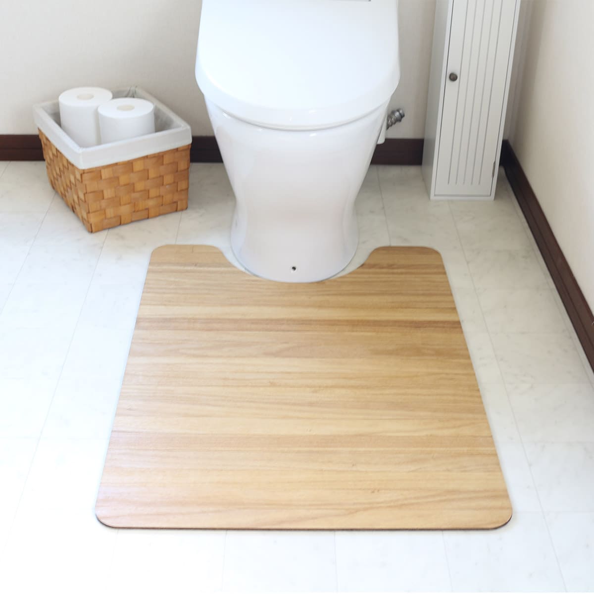 桐製 丸めて収納できる撥水トイレマット 60×80cm