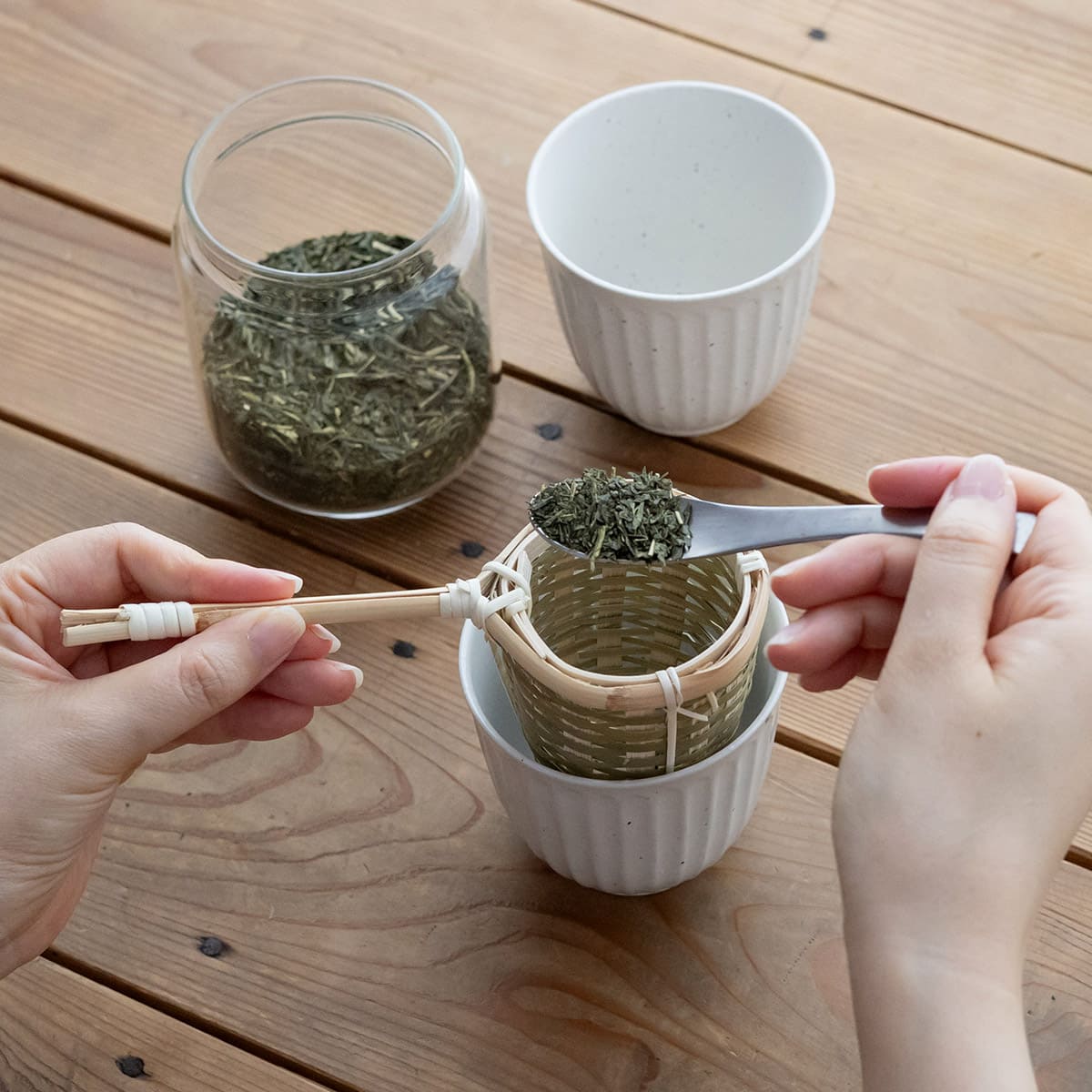 天然素材の持ち手付き茶こし 小