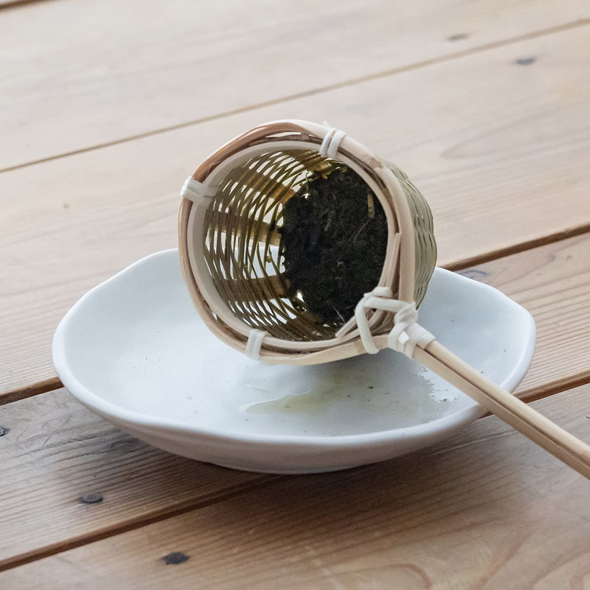 天然素材の持ち手付き茶こし 小