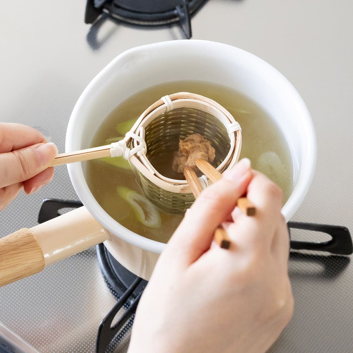 天然素材の持ち手付き茶こし 小