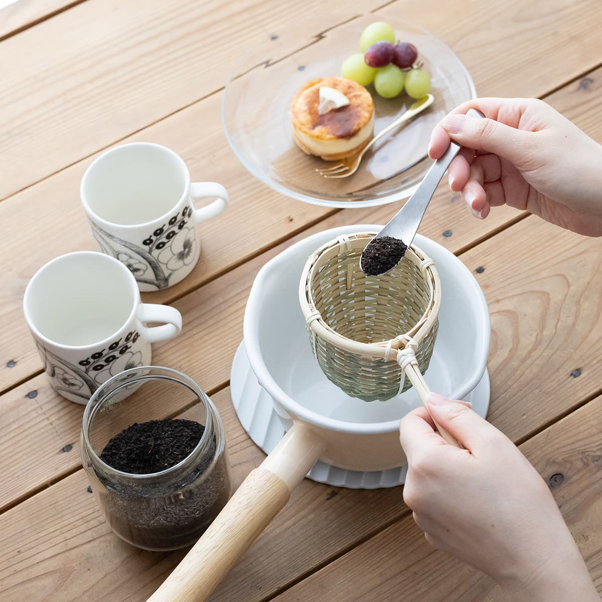 天然素材の持ち手付き茶こし 大