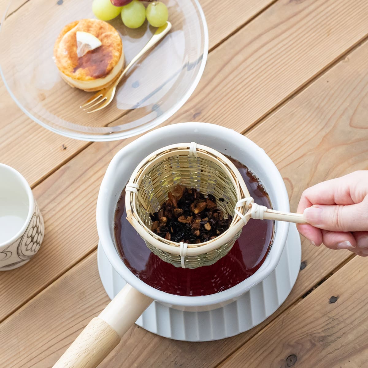 天然素材の持ち手付き茶こし 大