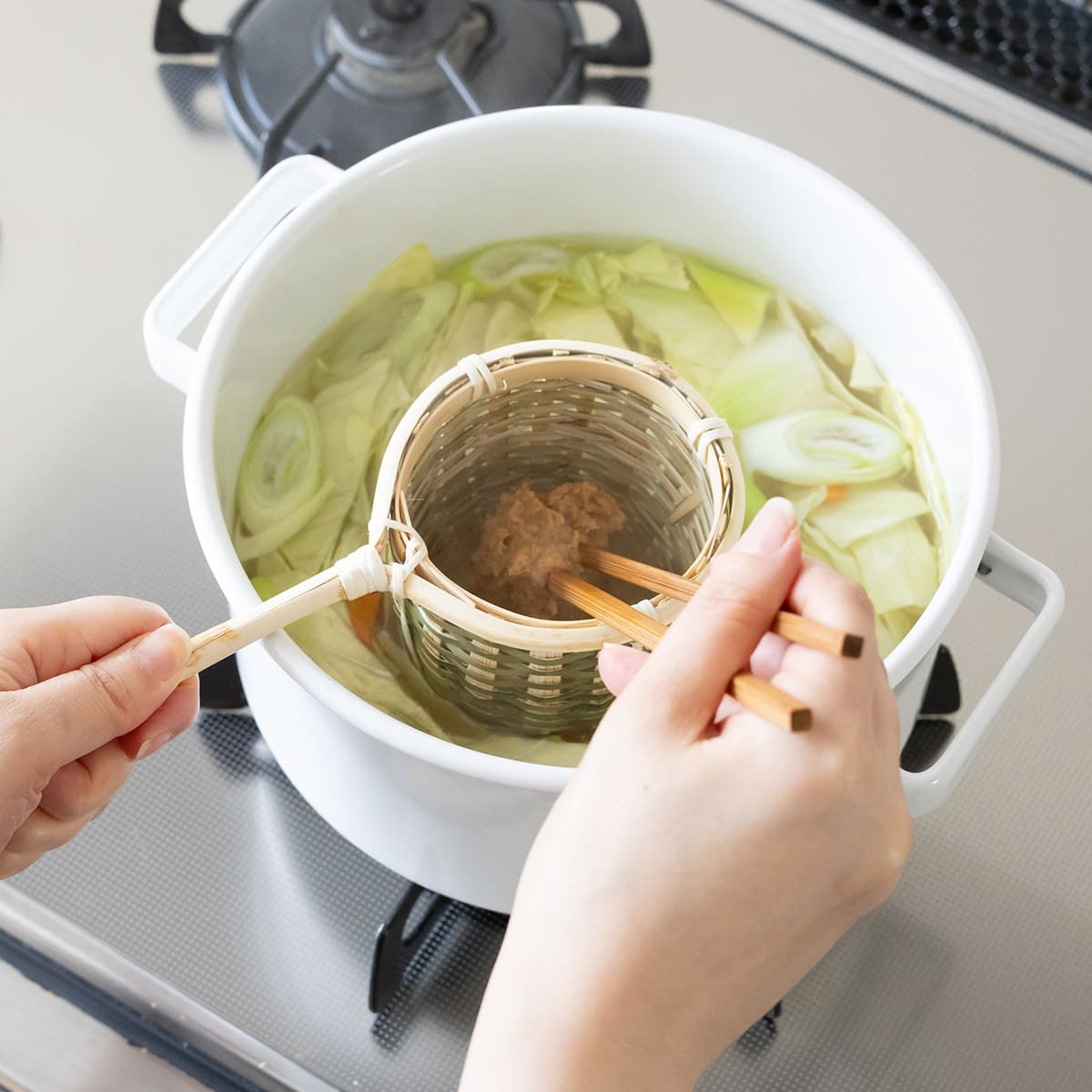 天然素材の持ち手付き茶こし 大