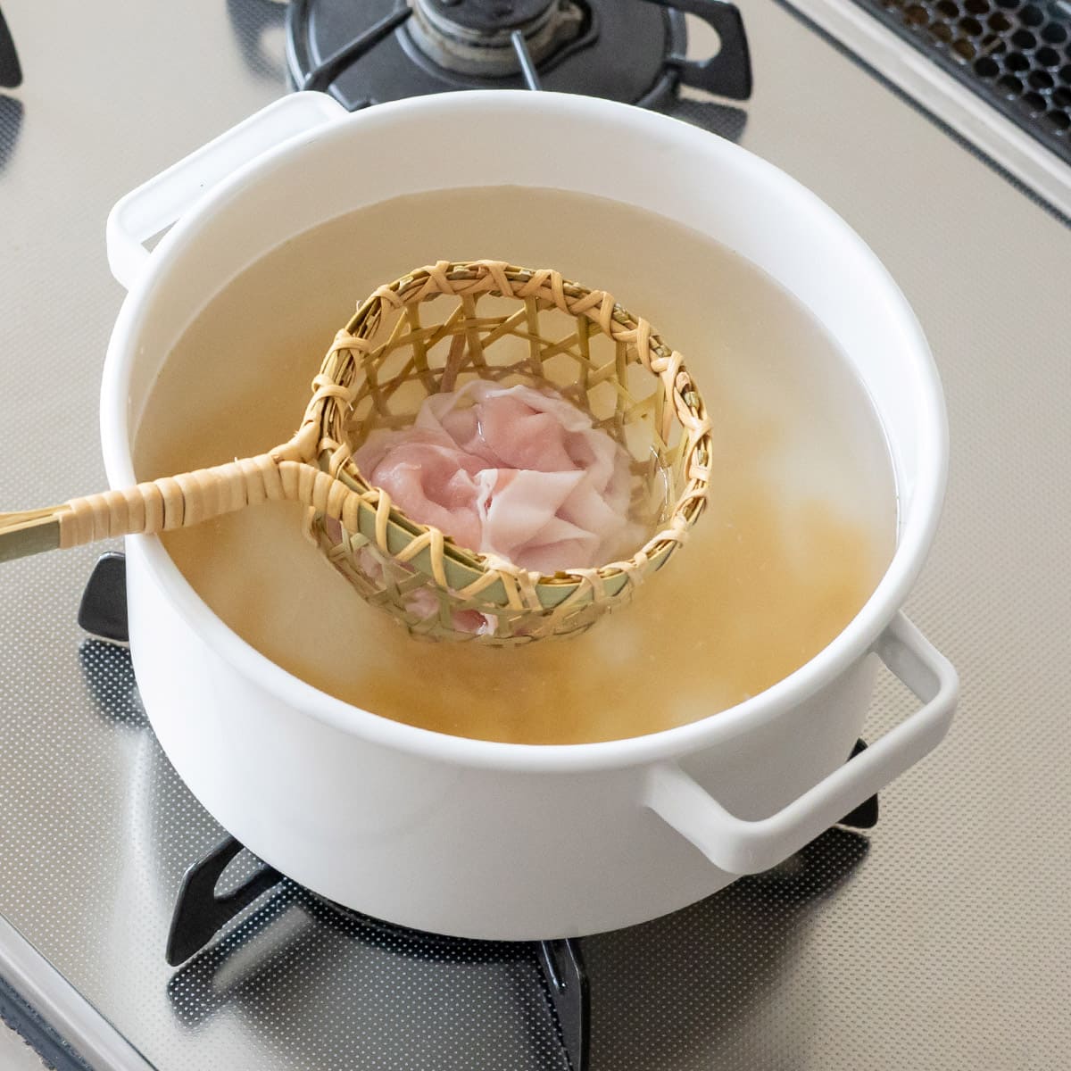 持ち手付き竹かごザル