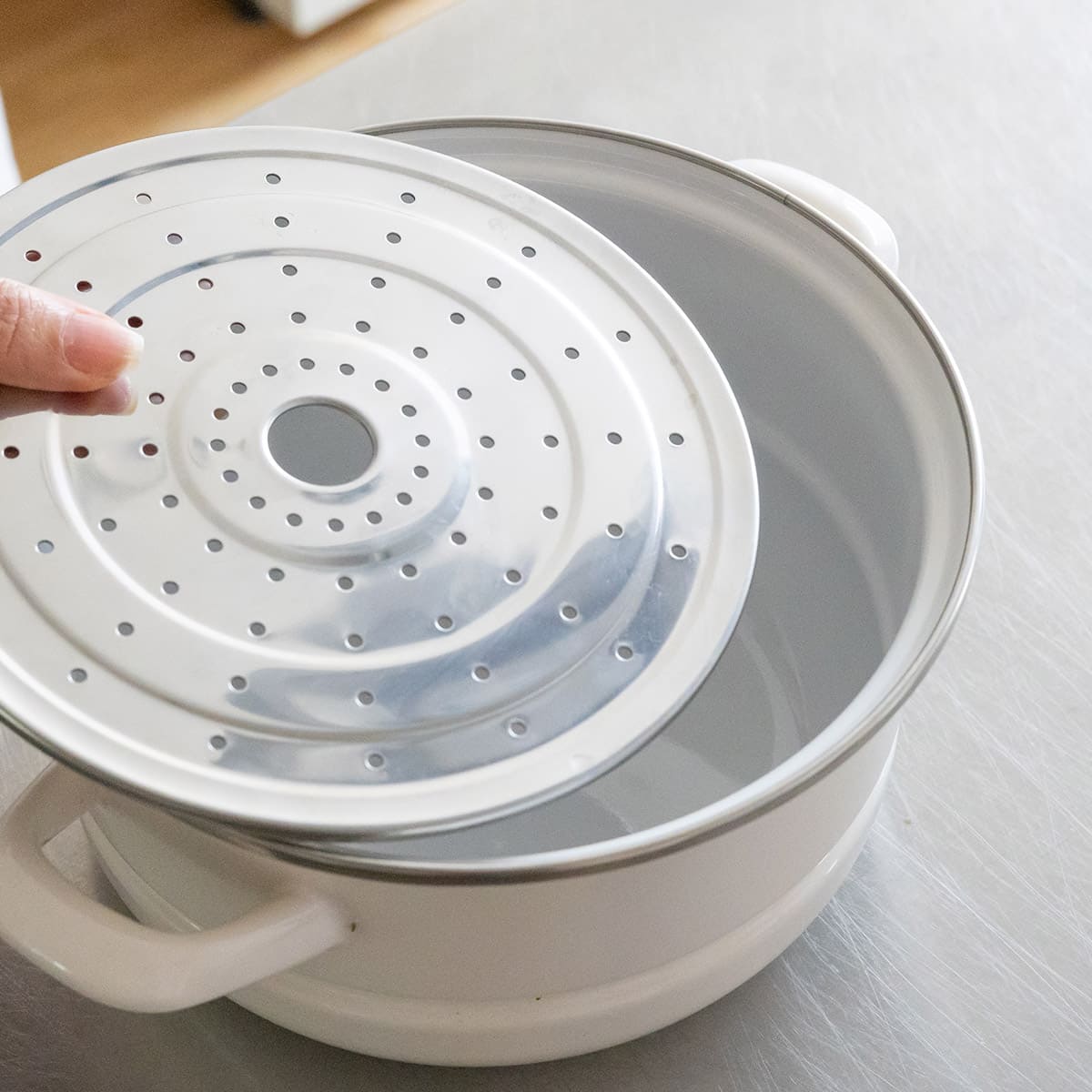 【富士ホーロー】マルチホーロー鍋ハットポット蒸し器付18cm